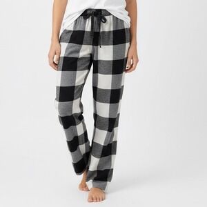 Old Navy Flannel Pajama Pants Black White Buffalo Plaid Lounge Sleepwear Size M